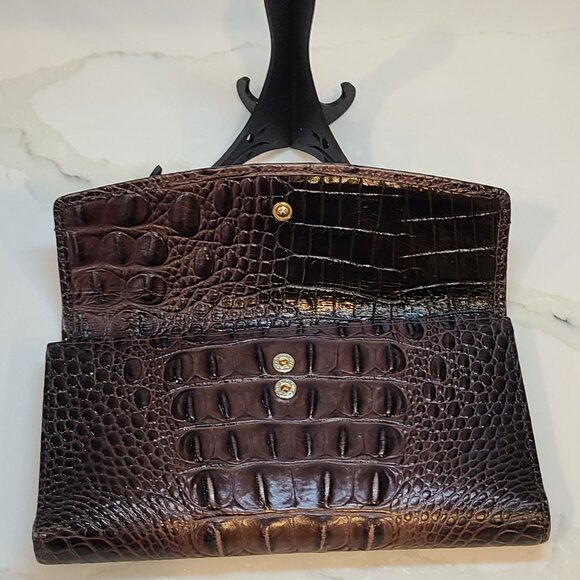 Brahmin Vintage trifold checkbook wallet in Cocoa Melbourne EUC - Picture 3 of 8